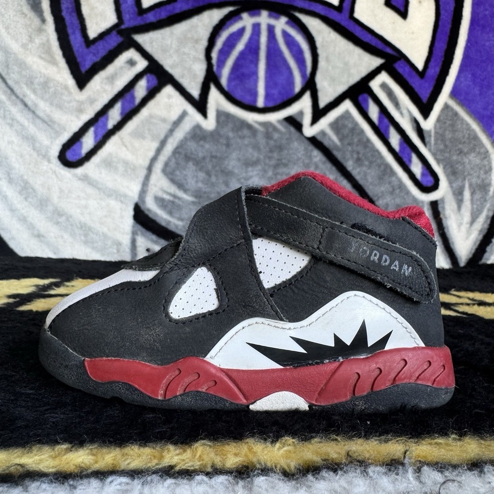 Size 8c - Air Jordan 8 Retro Paprika Athletic Sneakers Black Red Toddler Shoes